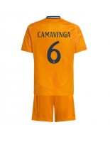 Real Madrid Eduardo Camavinga #6 Vieraspaita Lasten 2024-25 Lyhythihainen (+ shortsit)